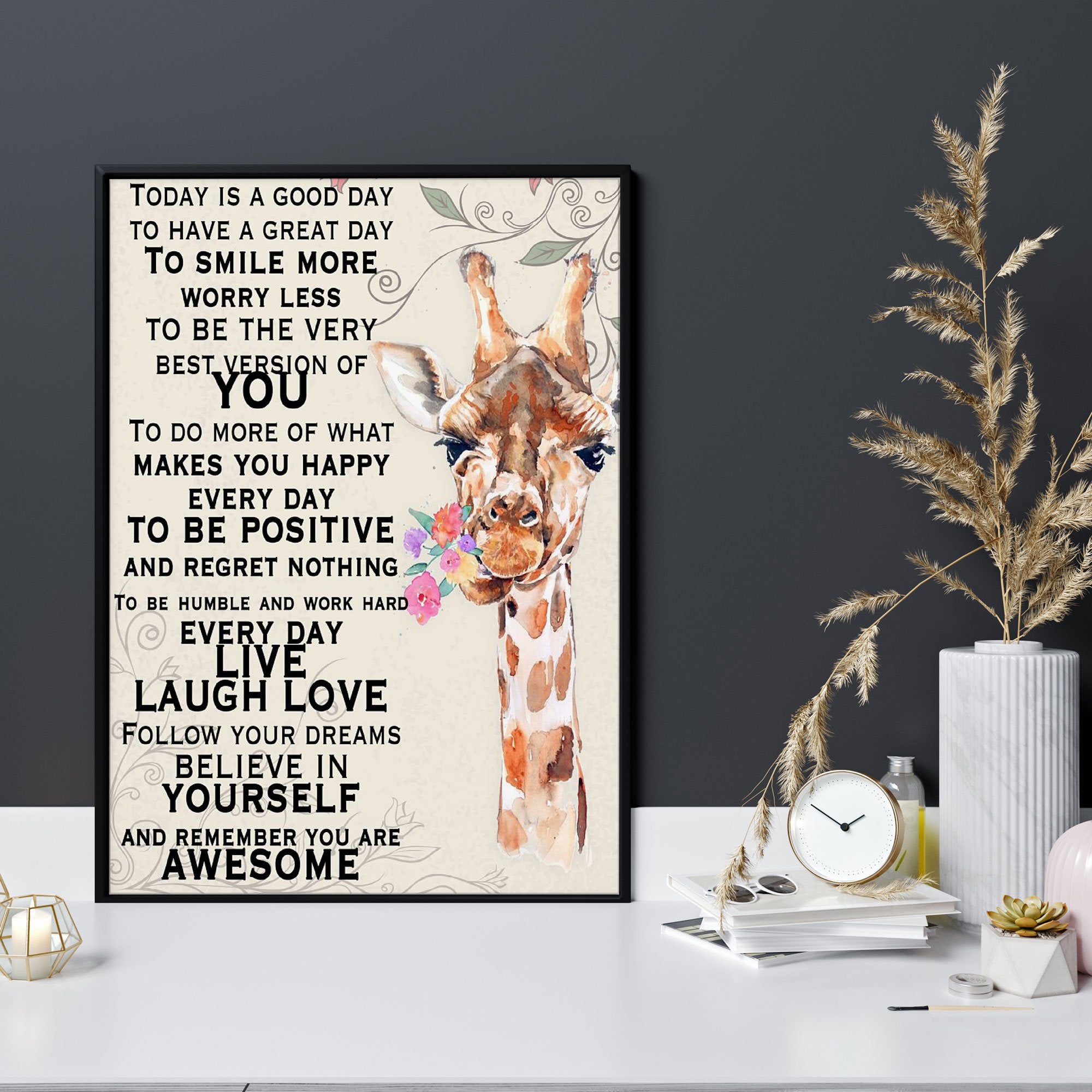 Today Is A Good Day - Giraffe - Printed Canvas Wall Art, Poster And Canvas, Wall Decor, Wall Art, Canvas Instructure, Wall Art, Poster Store