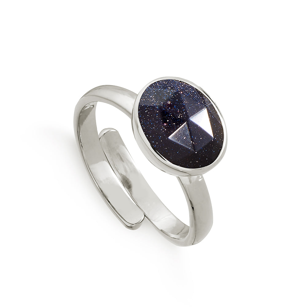 Atomic Adjustable ring set with blue sunstone 