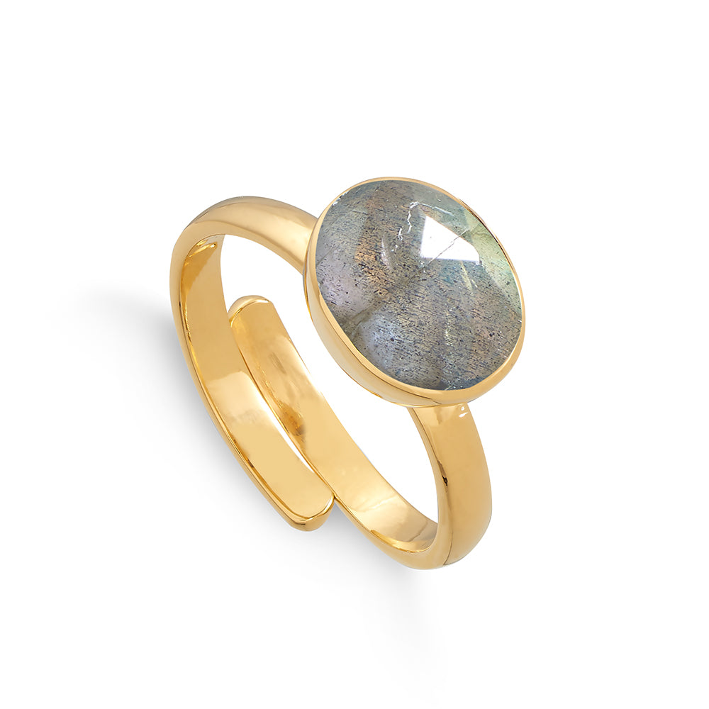 labradorite adjustable ring in recycled gold vermeil 