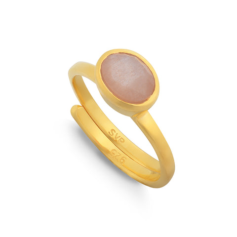 Peach Moonstone adjustable ring in gold vermeil - SVP Jewellery