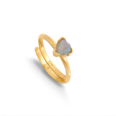 Audie labradorite SVP Jewellery adjustable ring set in recycled sterling silver expandable band