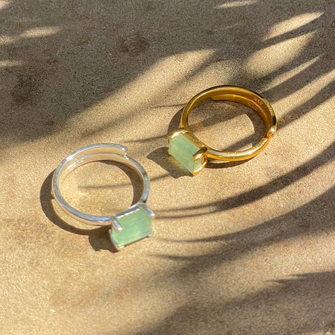 Light Green Chalcedony SVP adjustable rings