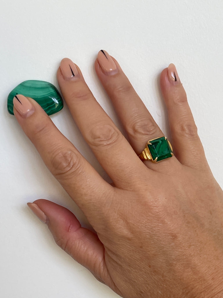 Malachite adjustable ring