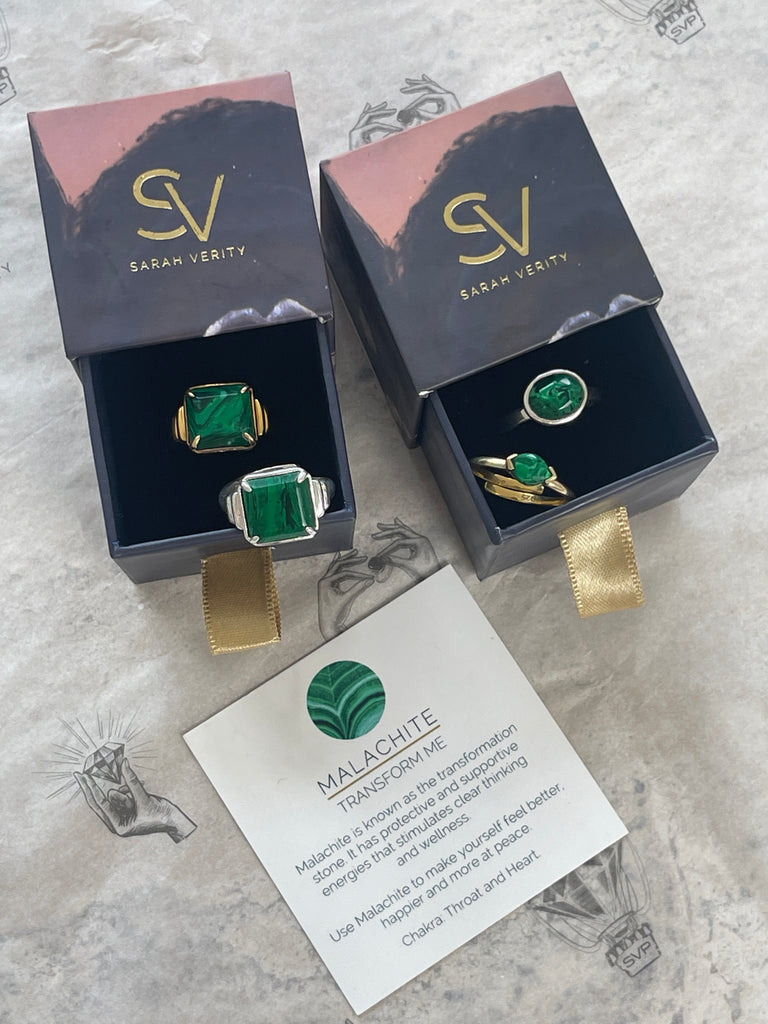Malachite adjustable rings for sale