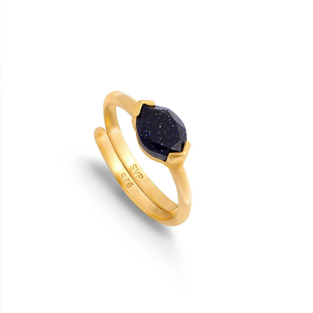 Shop our blue sunstone adjustable ring that fits every finger