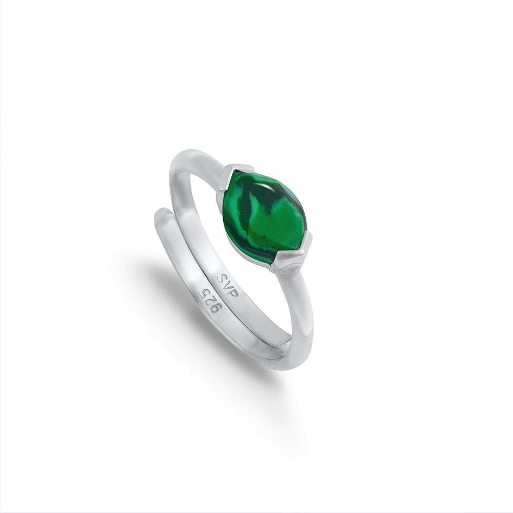 Malachite Promise Ring Marquise set