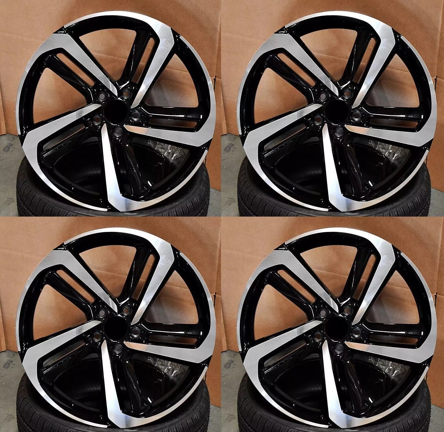 22" Wheels for Honda Accord 22x8.5 +45 5x114.3 Gloss Black Machined Rims Set 4