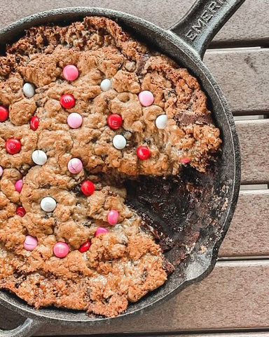 Valentine's Day Skillet Cookie with Cupid M&Ms