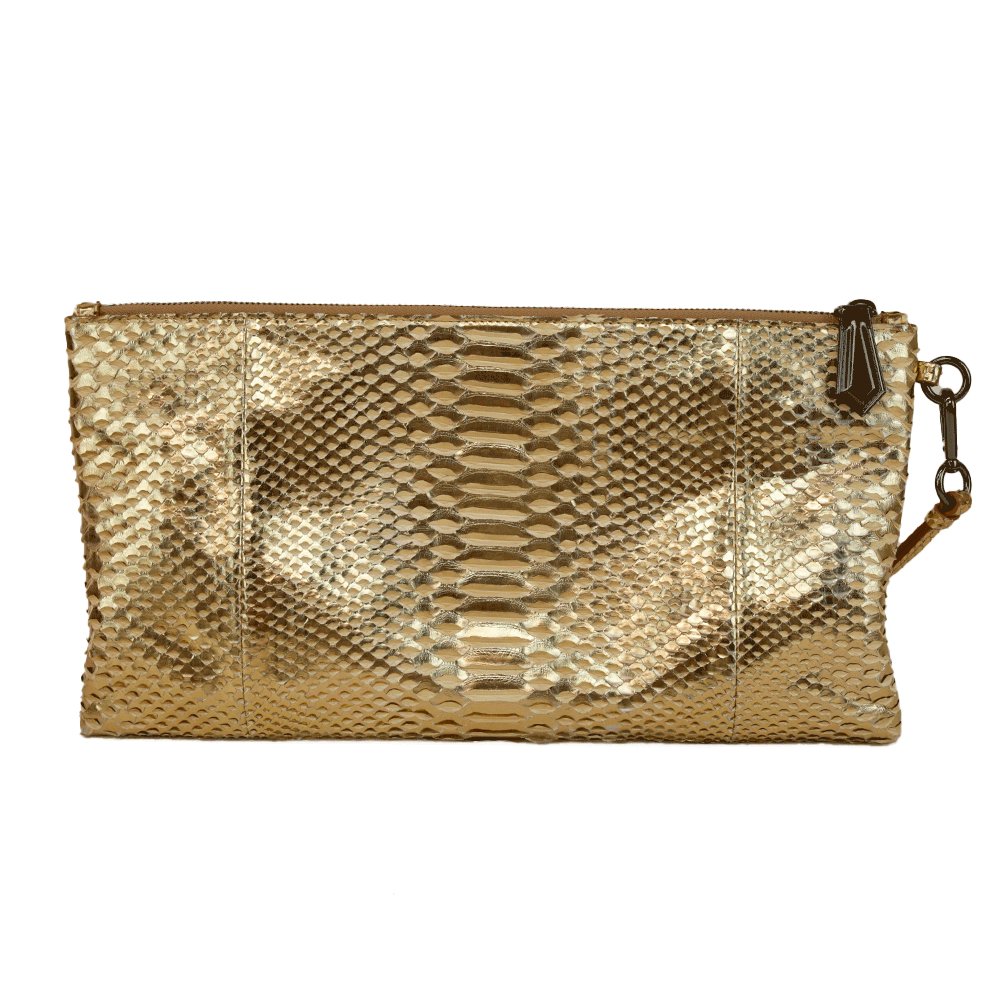 Akris Anouk Python Snakeskin Envelope Clutch Bag Silver