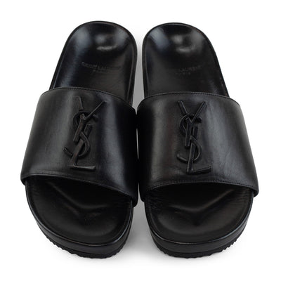 Saint Laurent Joan YSL Brooch Slide Sandals