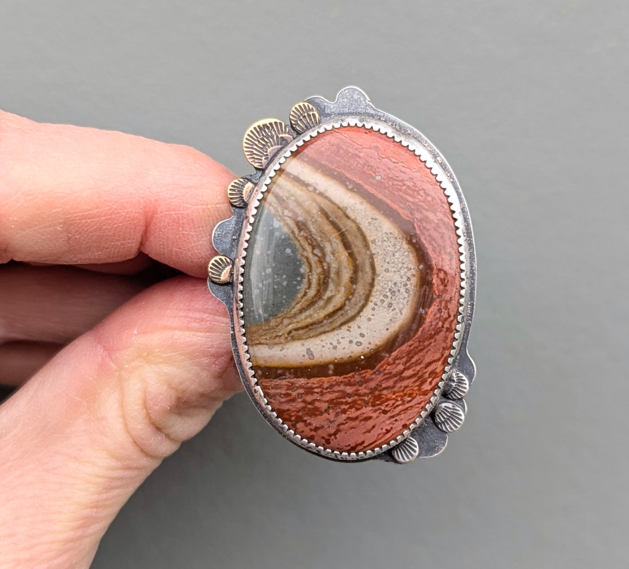 Polychrome Jasper Statement Ring - size 7.5