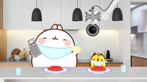 Molang et Piu Piu préparent des recettes kawaii