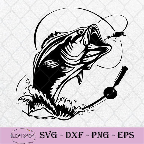 Download Bass Fishing Svg Fish Hook Freshwater Svg Png Silhouette Cricut File