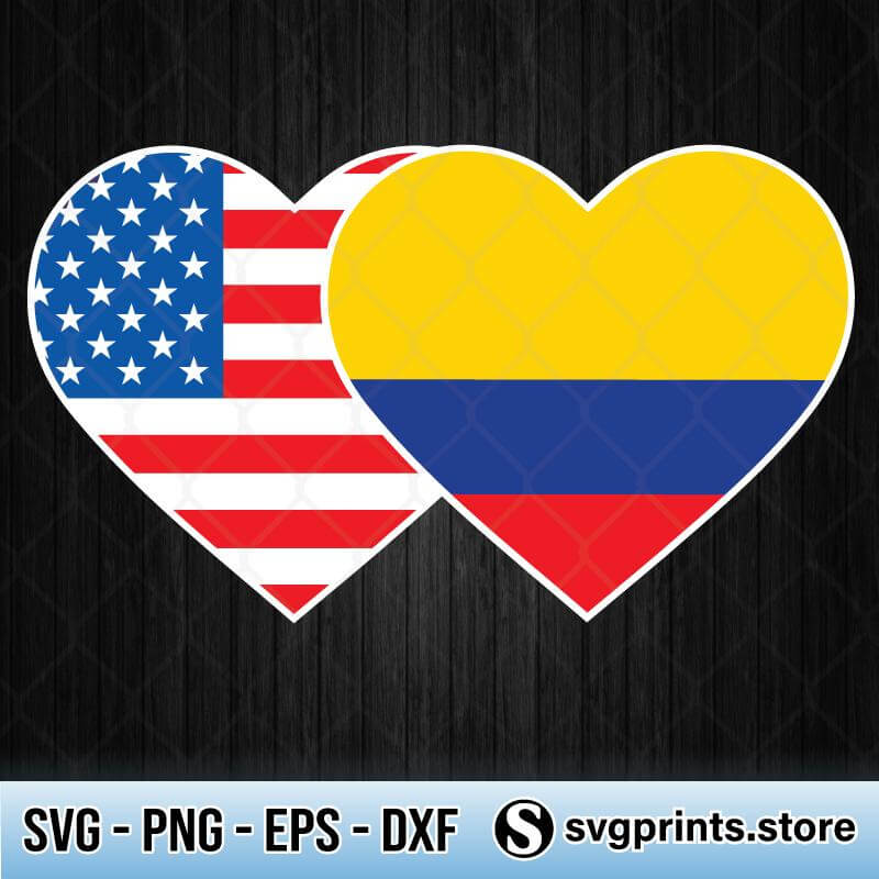 Download Colombia Flag Svg Colombian American Heart Svg Png Dxf Eps