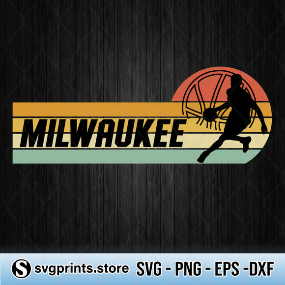 Download Milwaukee Wi Cityscape Retro Sun Basketball Vintage Svg Png Dxf Eps