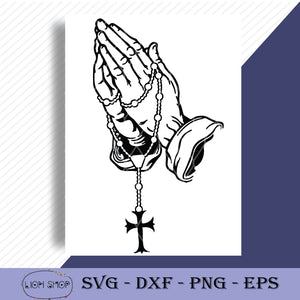 Download Praying Hands With Rosary Svg Praying Hands Svg Png Dxf Eps