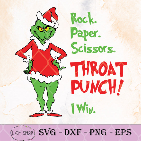 Download Rock Paper Scissors Throat Punch Svg I Win Grinch Svg Grinch Clipart Svgprints