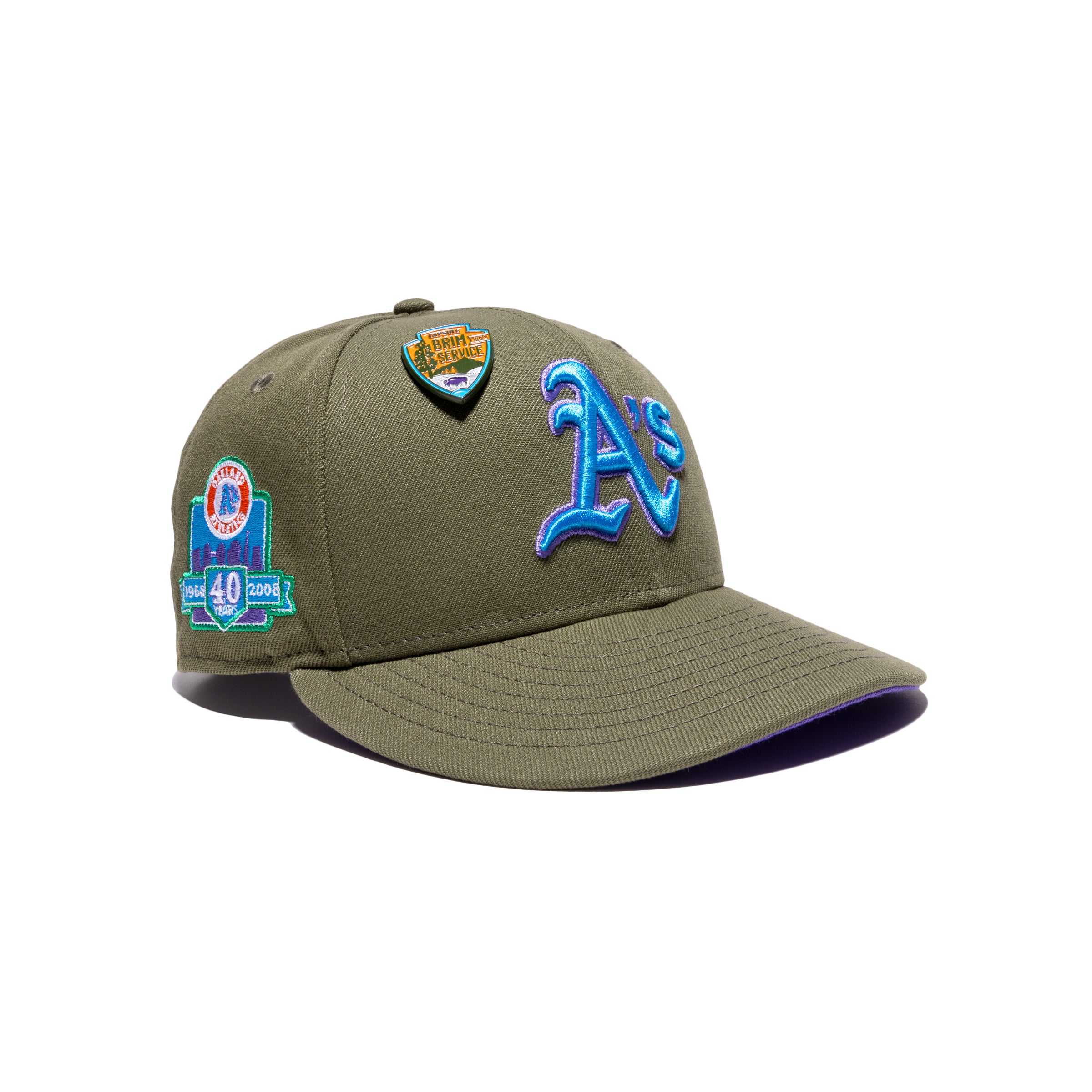 New Era Oakland Athletics Capsule Brim Service Collection 40 Years 59Fifty Fitted Hat Green/Purple