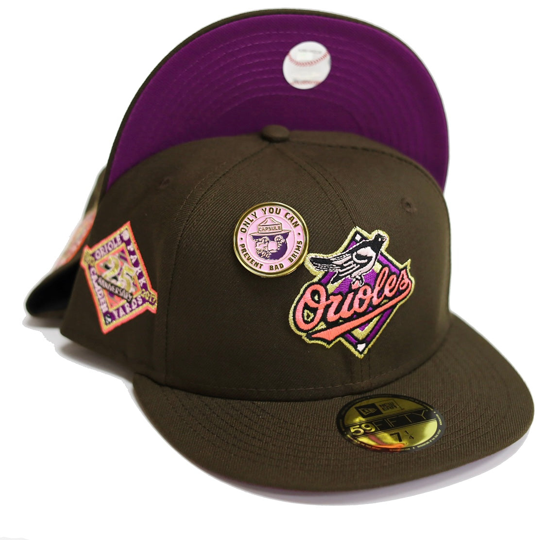 New Era San Diego Padres No Bad Brims 2.0 40th Anniversary Capsule Hats 59FIFTY Fitted Hat Brown/Purple