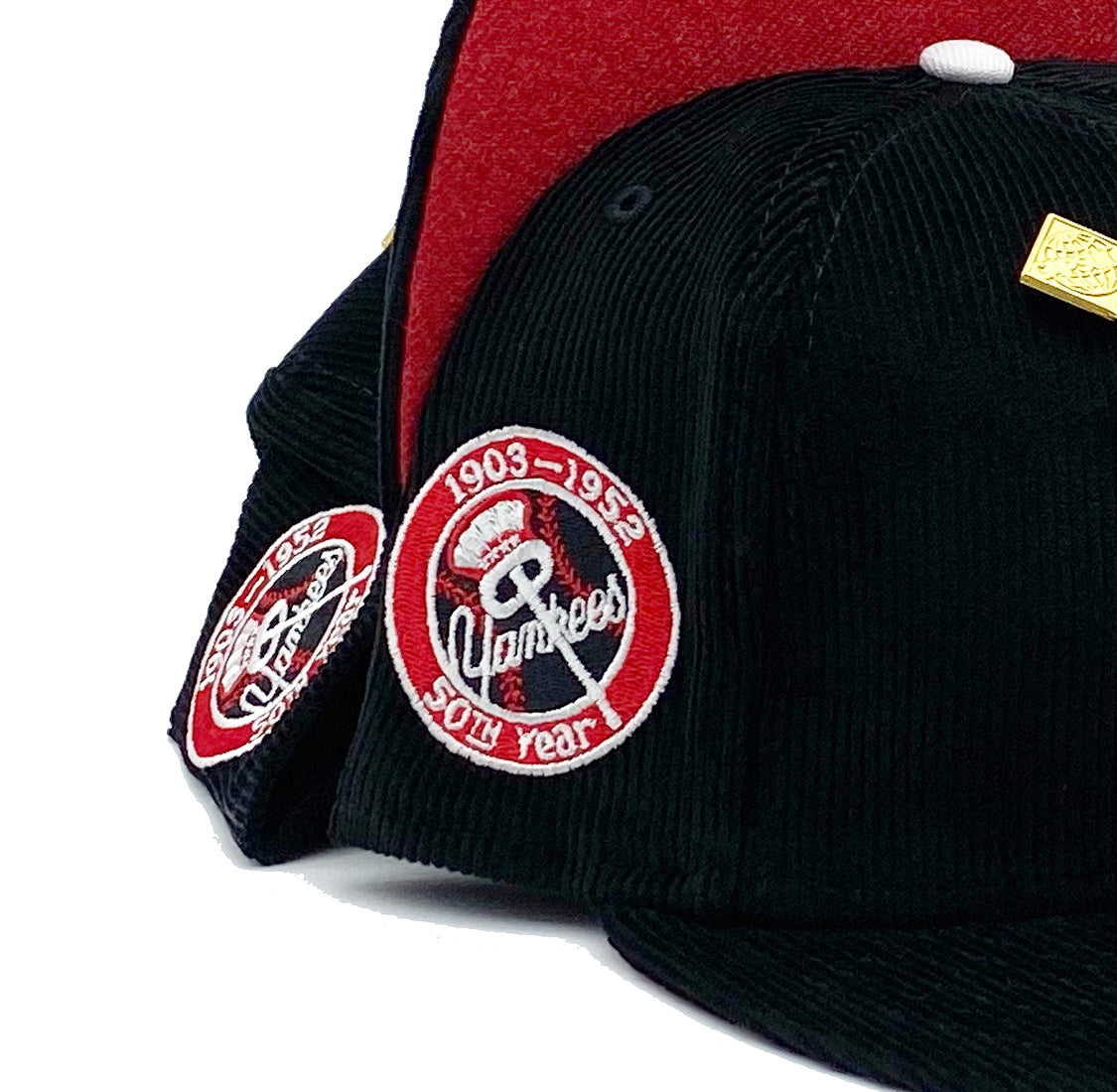 New Era New York Yankees Corduroy Reloaded 50th Year Capsule Hats Exclusive  59Fifty Fitted Hat Black/Red Men's - SS21 - US