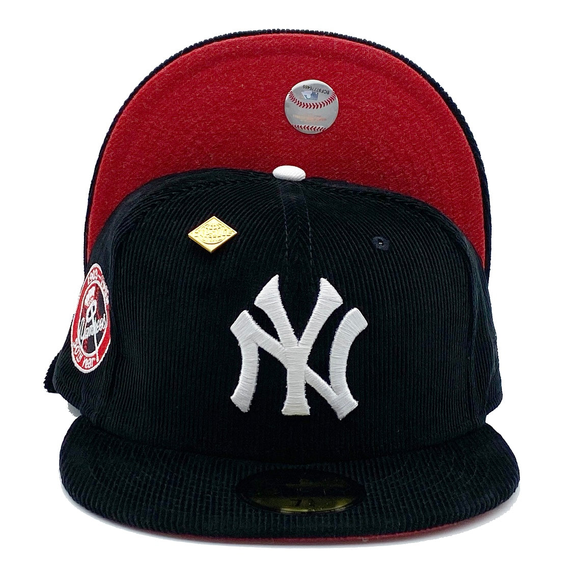 New Era New York Yankees Corduroy Reloaded 50th Year Capsule Hats Exclusive  59Fifty Fitted Hat Black/Red Men's - SS21 - US