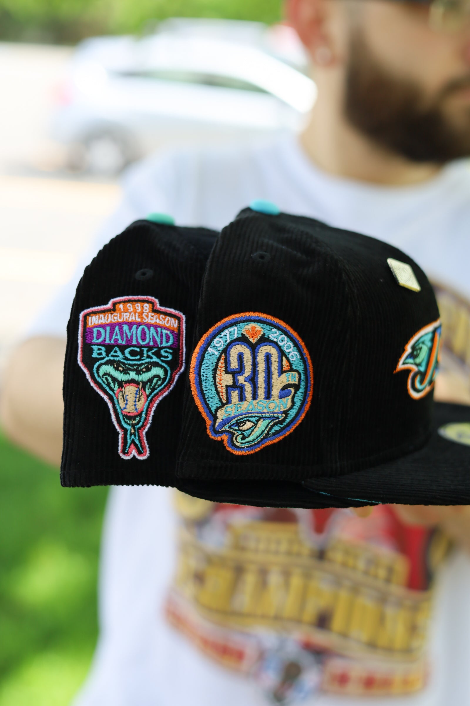 New Era Arizona Diamondbacks Capsule Spring Corduroy 1998 Inaugural Season  59Fifty Fitted Hat Black/Blue Men's - US