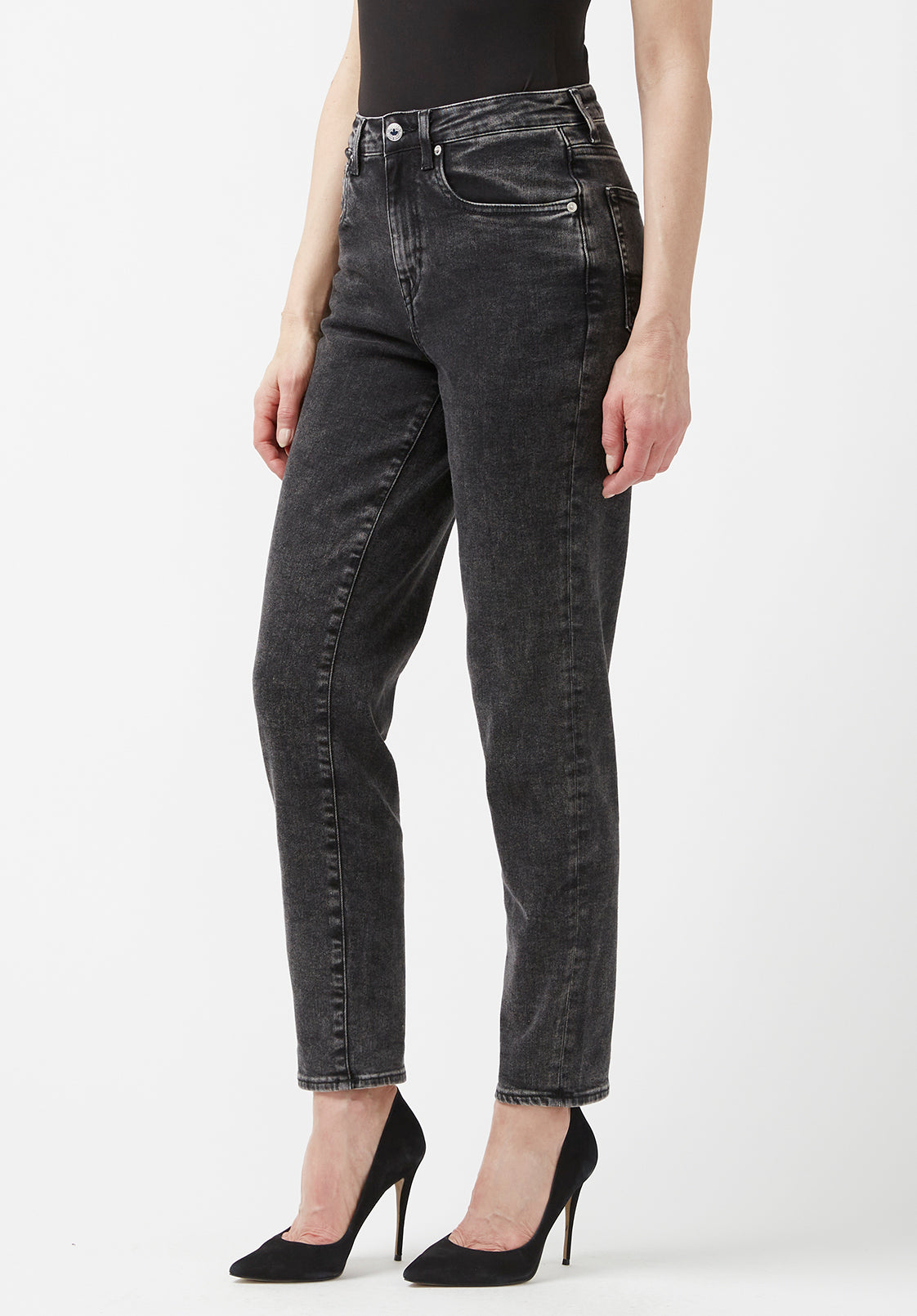 Margot Mom Jeans in Acid Washed Black - BL15850