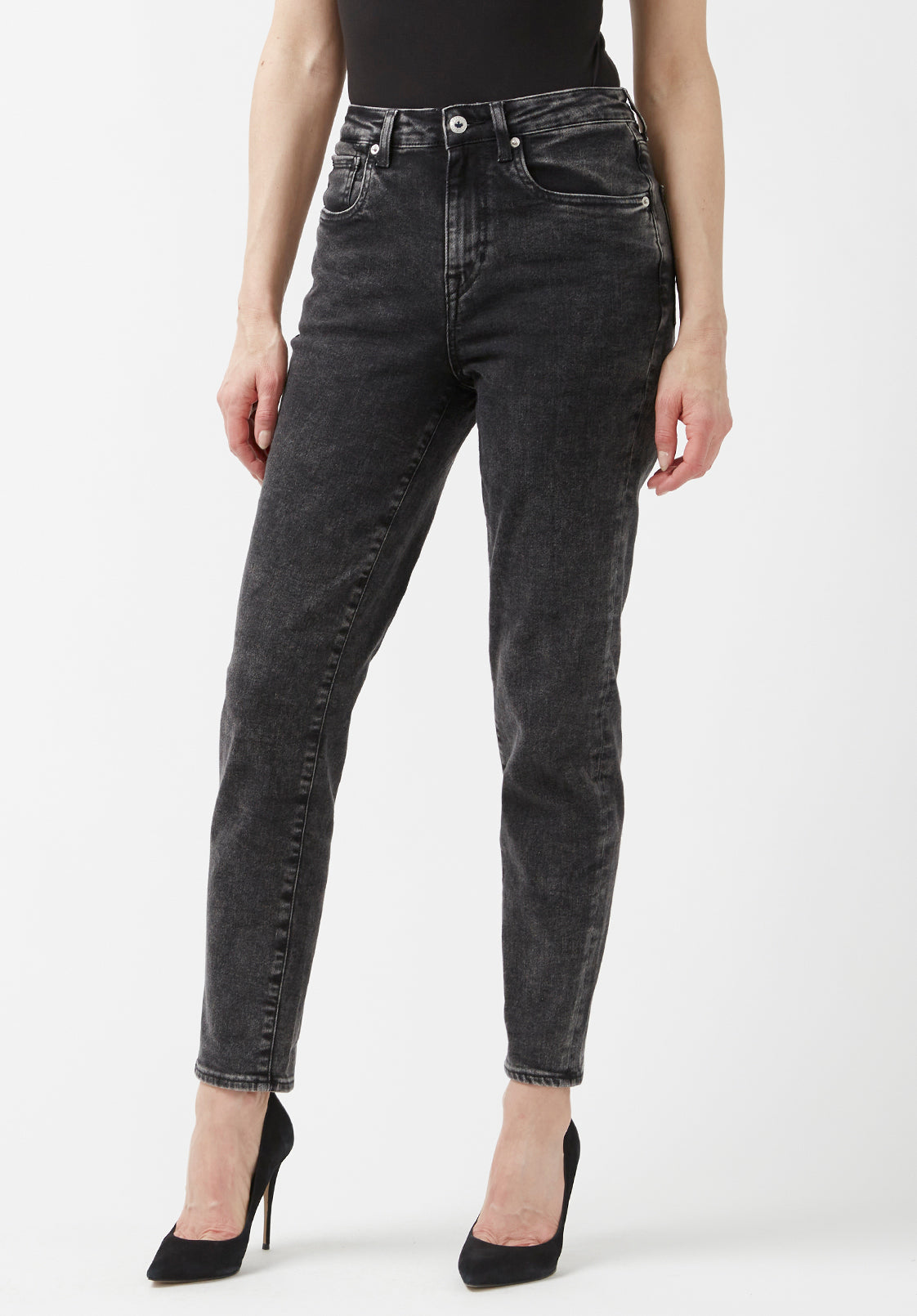 Margot Mom Jeans in Acid Washed Black - BL15850