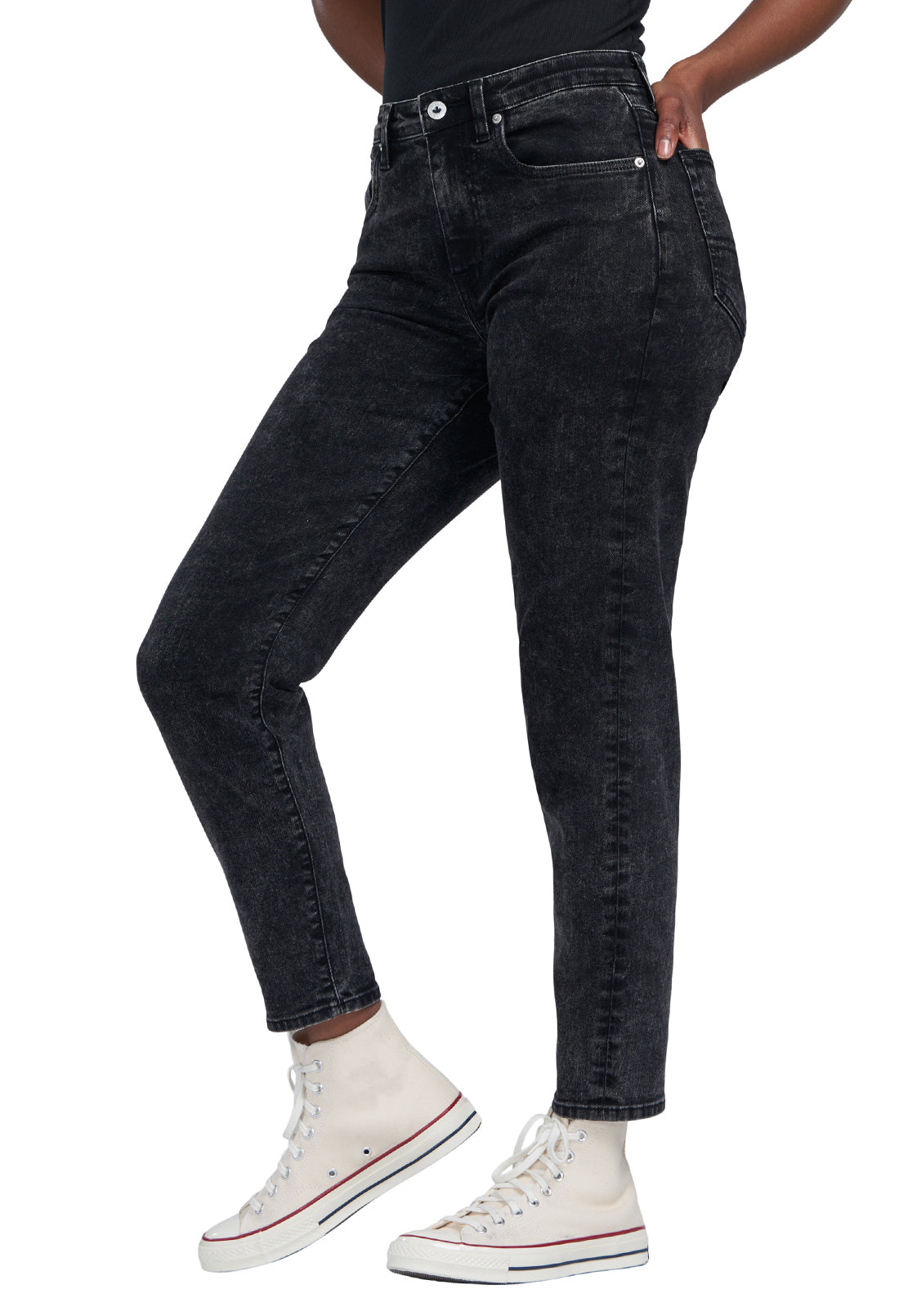 Margot Mom Jeans in Acid Washed Black - BL15850