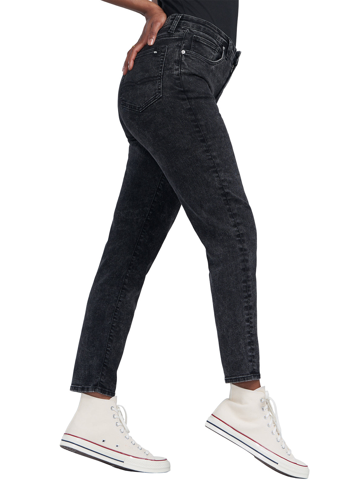 Margot Mom Jeans in Acid Washed Black - BL15850