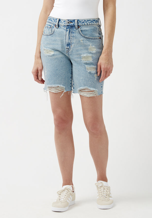 American Eagle Stretch Denim Mom Shorts In Indigo Blue