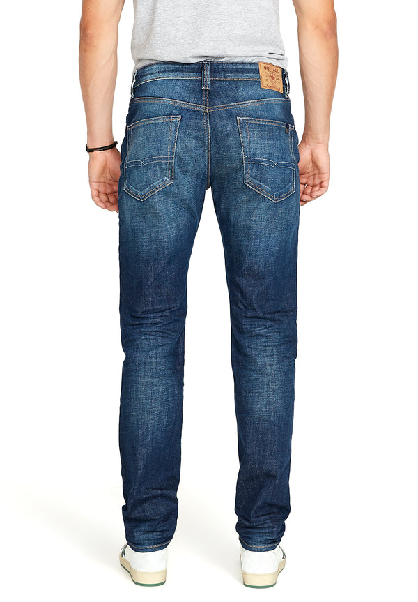 Relaxed Straight Driven Crinkled and Sanded Dark Jeans – Buffalo Jeans -