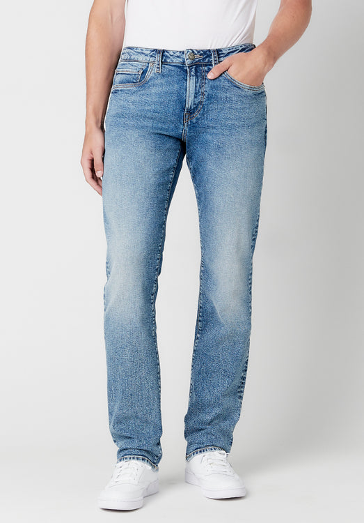 Tru Luxe Ladies Florence Mid-Rise Straight Leg Denim Jeans in Medium Wash  ladies fashion denim blue jeans
