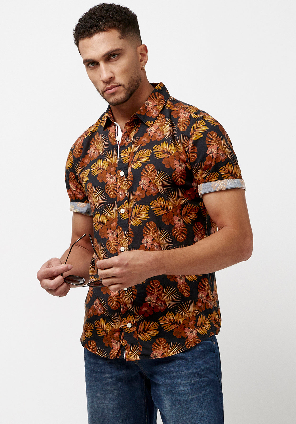 Short Sleeves Slim Simad Print Shirt - BM23916