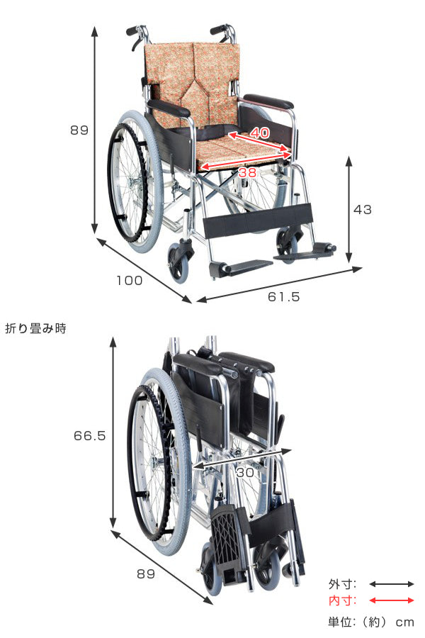 スタンダードモジュール 車いす 自走式・背折れ 緑チェック SMK50