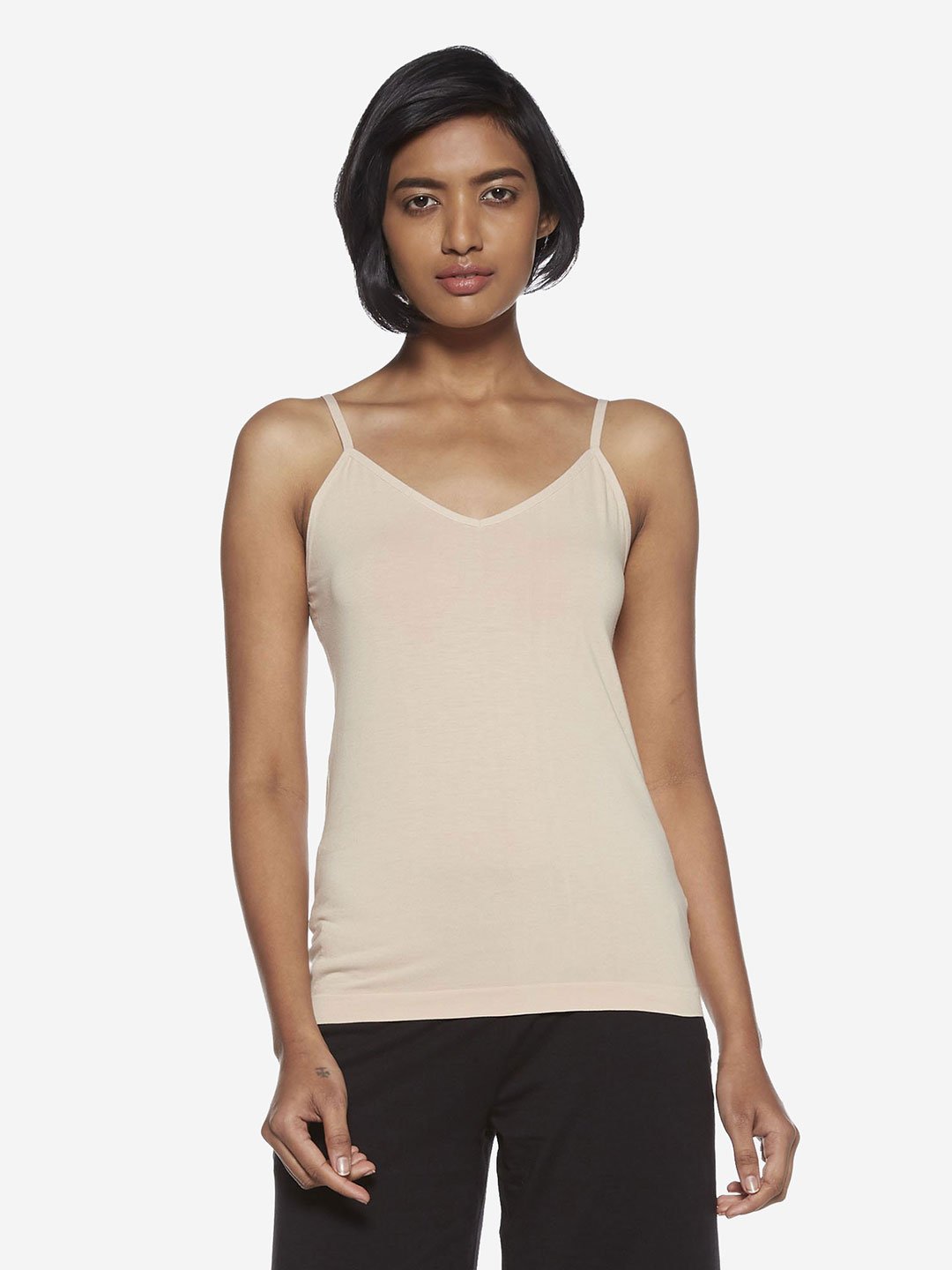 Buy Wunderlove Solid Light Taupe V-Neck Camisole from Westside