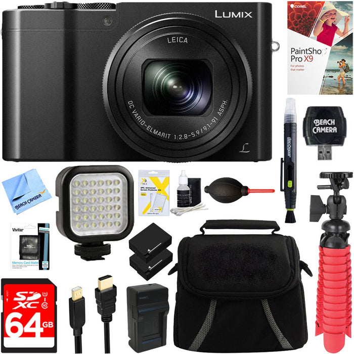 LUMIX DMC-ZS100K 20 MP Digital Camera (Black) + 64GB Ba — Beach Camera