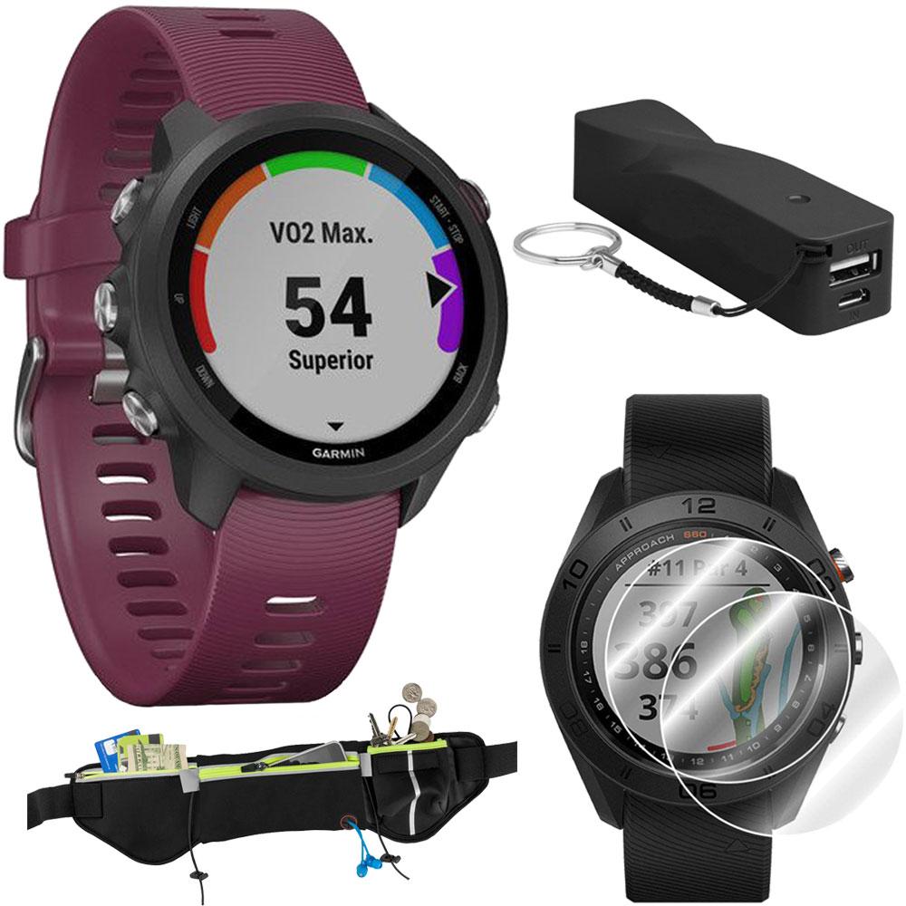 Forerunner 245 GPS Sport Watch (Berry) Portable Power Bundle — Camera