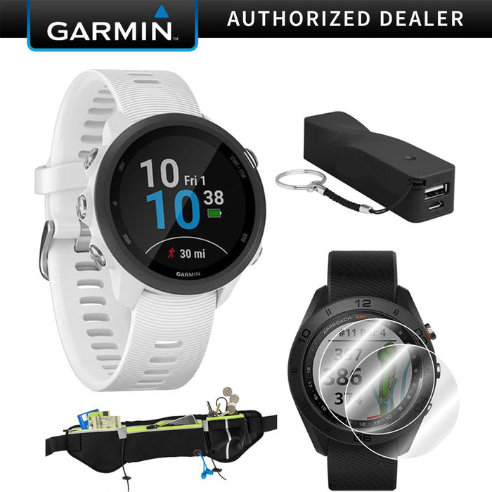 Garmin Forerunner 245 GPS Music Watch (White) with Portable — Beach Camera