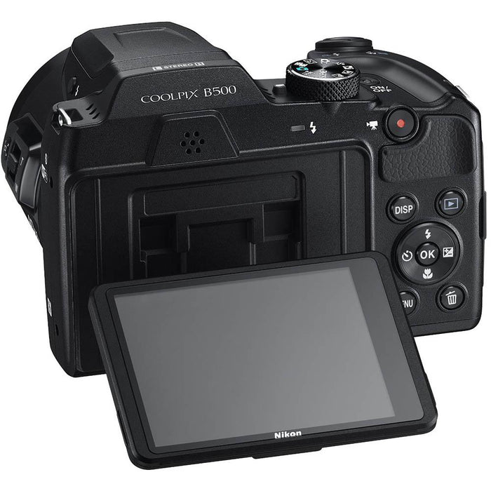 Nikon B500 Digital Camera 40x Zoom WiFi Black Bundle + Beach Camera