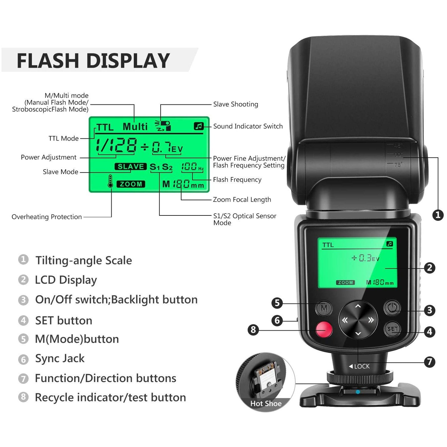 NW635 TTL GN58 Flash Speedlite LCD Compatible Sony MI Hot Shoe ...