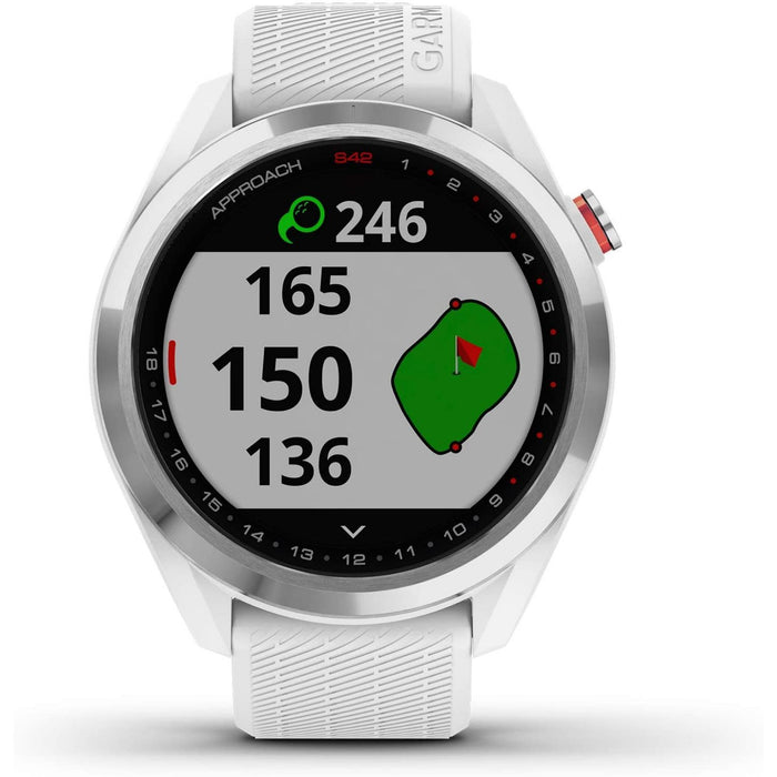 tidligere høj frivillig Garmin Approach S42 GPS Golf Watch, Polished Silver with White Band - —  Beach Camera