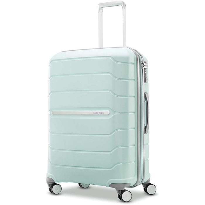 mint green suitcase