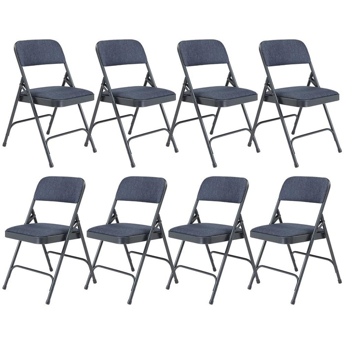 National Public Seating Fabric Upholstered Folding Chair Pack of 8 Char-Blue