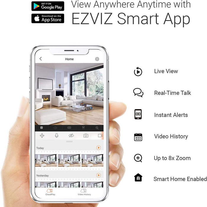 EZVIZ C6CN FHD Indoor Pan/Tilt Wi-Fi Smart Home Dual Security Camera + Smart Plug