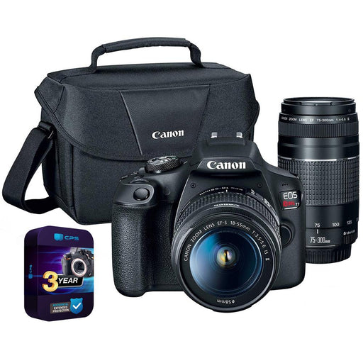 Canon Eos Rebel T7 Dslr Camera With Ef18 55mm Ef 75 300mm Double Zoo Beach Camera