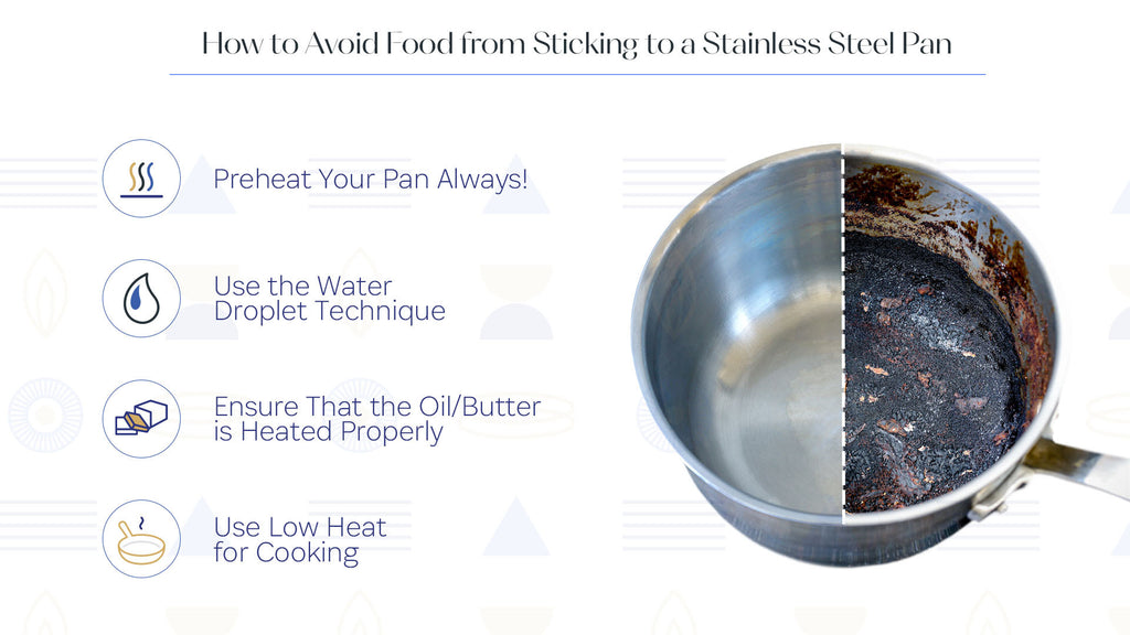 How to avoid food sticking to a stainless steel pan