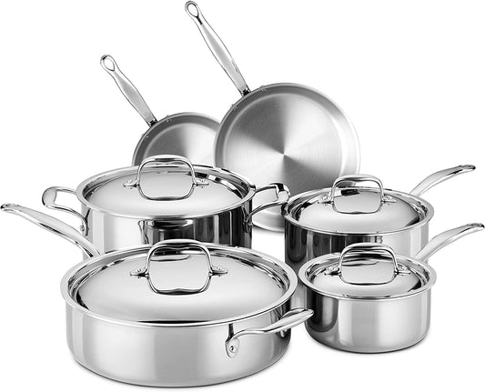 Legend Stainless Steel Cookware Set, 5-Ply Copper Core 14-Piece with  Chrome Handles, Stainless Steel Pots and Pans Set