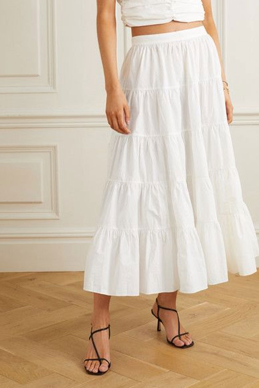 Boho Skirt Maxi Skirt White Cotton Wild Rose Boho 4489