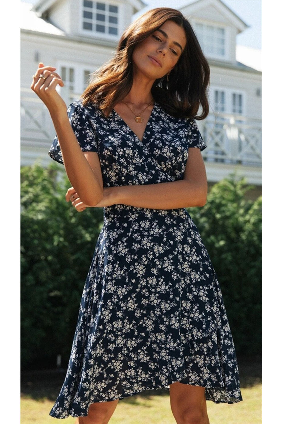 Boho Midi Dress, Little Flower in Navy – Wild Rose Boho